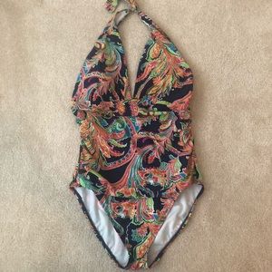 A Ralph Lauren multicolored swimsuit.
